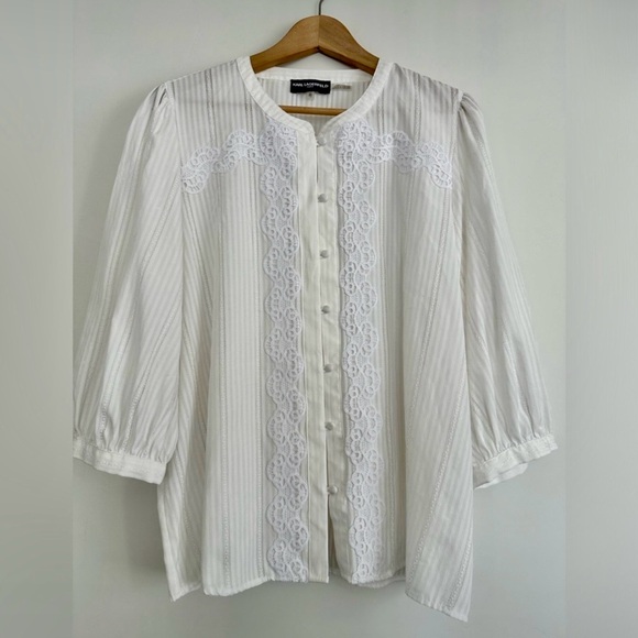 Karl Lagerfeld Tops - Karl Lagerfeld White Lace Blouse
